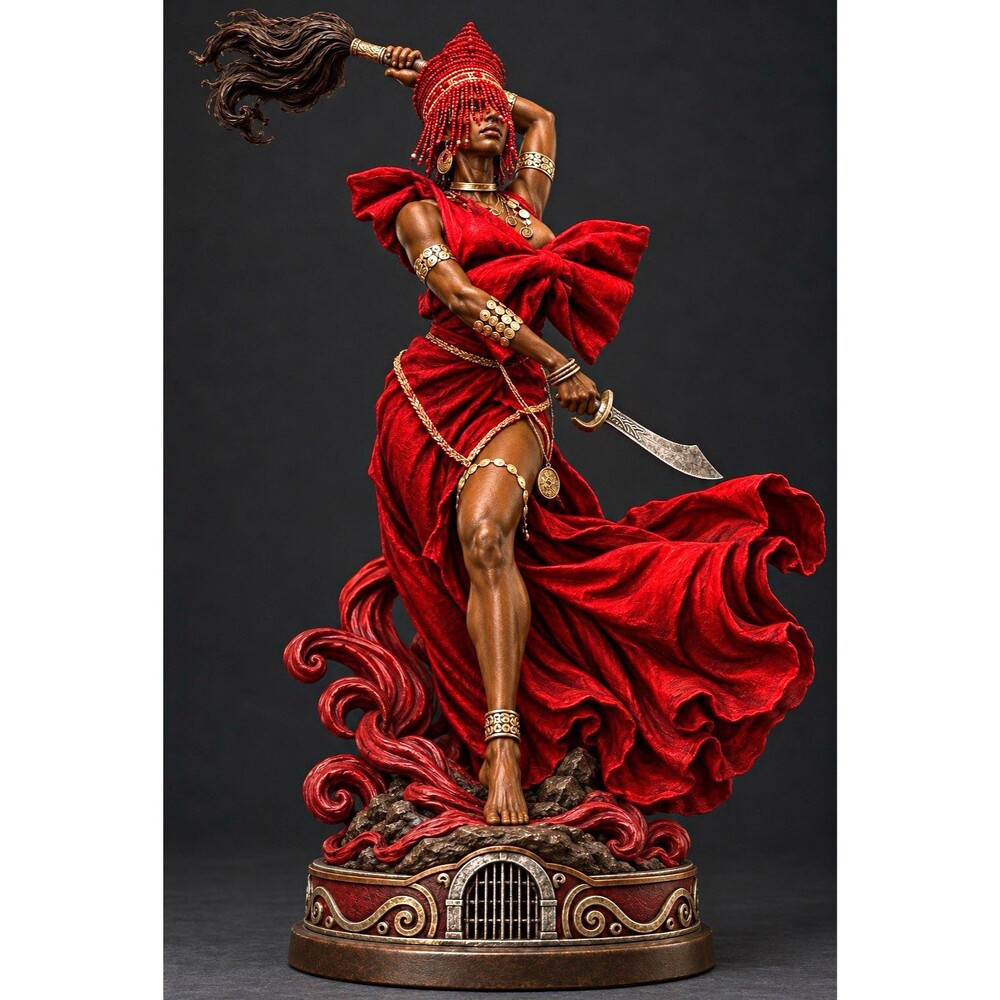Oyá Storm Warrior 10 Inch Filament 3D Printed Statue | Sword & Whisk